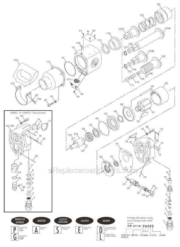 Page A Diagram and Parts List for CP6110GASEL T024426 Chicago Pneumatic Wrench